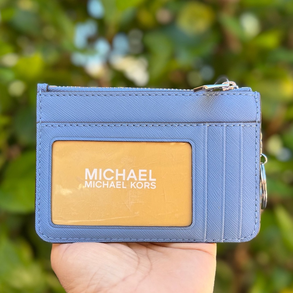 Michael Kors Jet Set Coin Pouch Card ID Holder Wallet French Blue - Picture 2 of 11